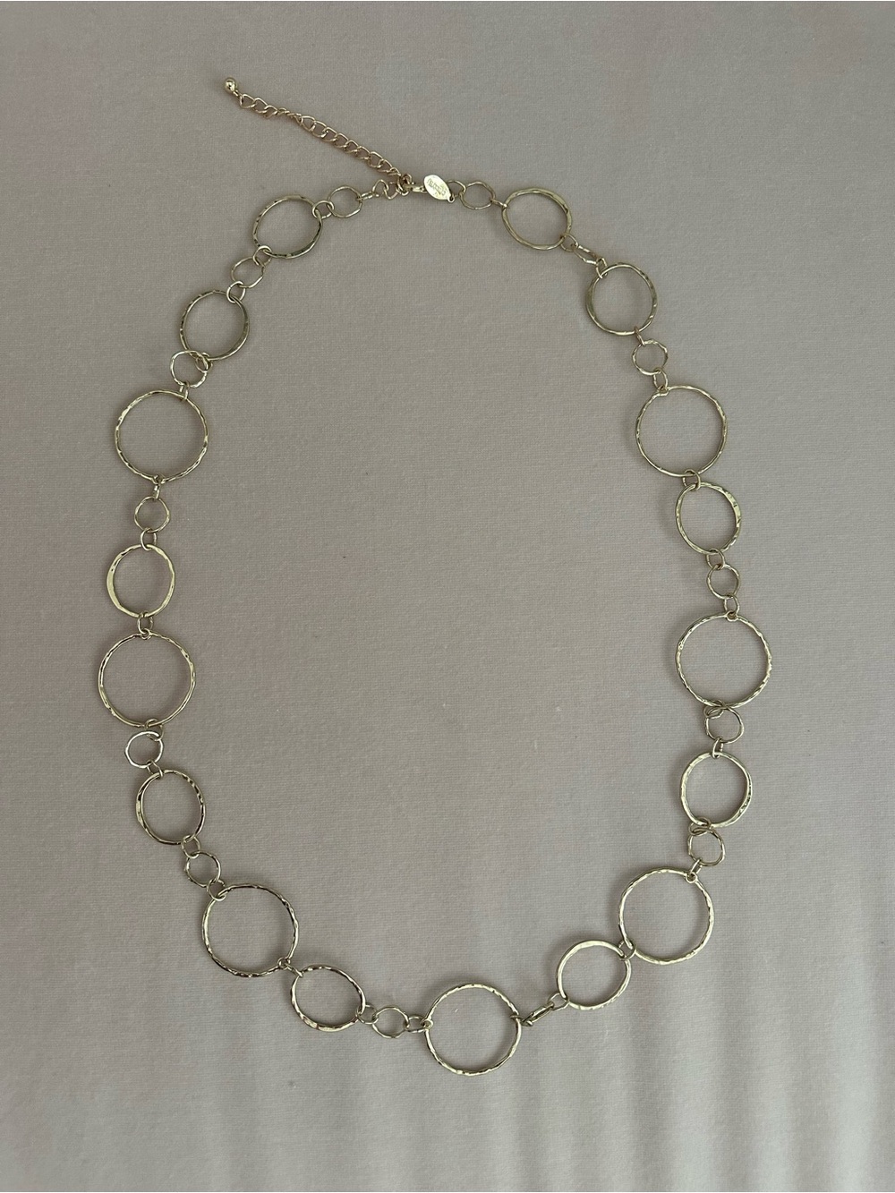 Chico's Gold Tone Hammered Circle
Link Necklace Boho Statement